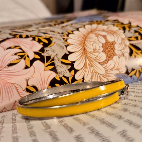 Bright Yellow Enemal Hoop Earrings - Picture 5 of 9